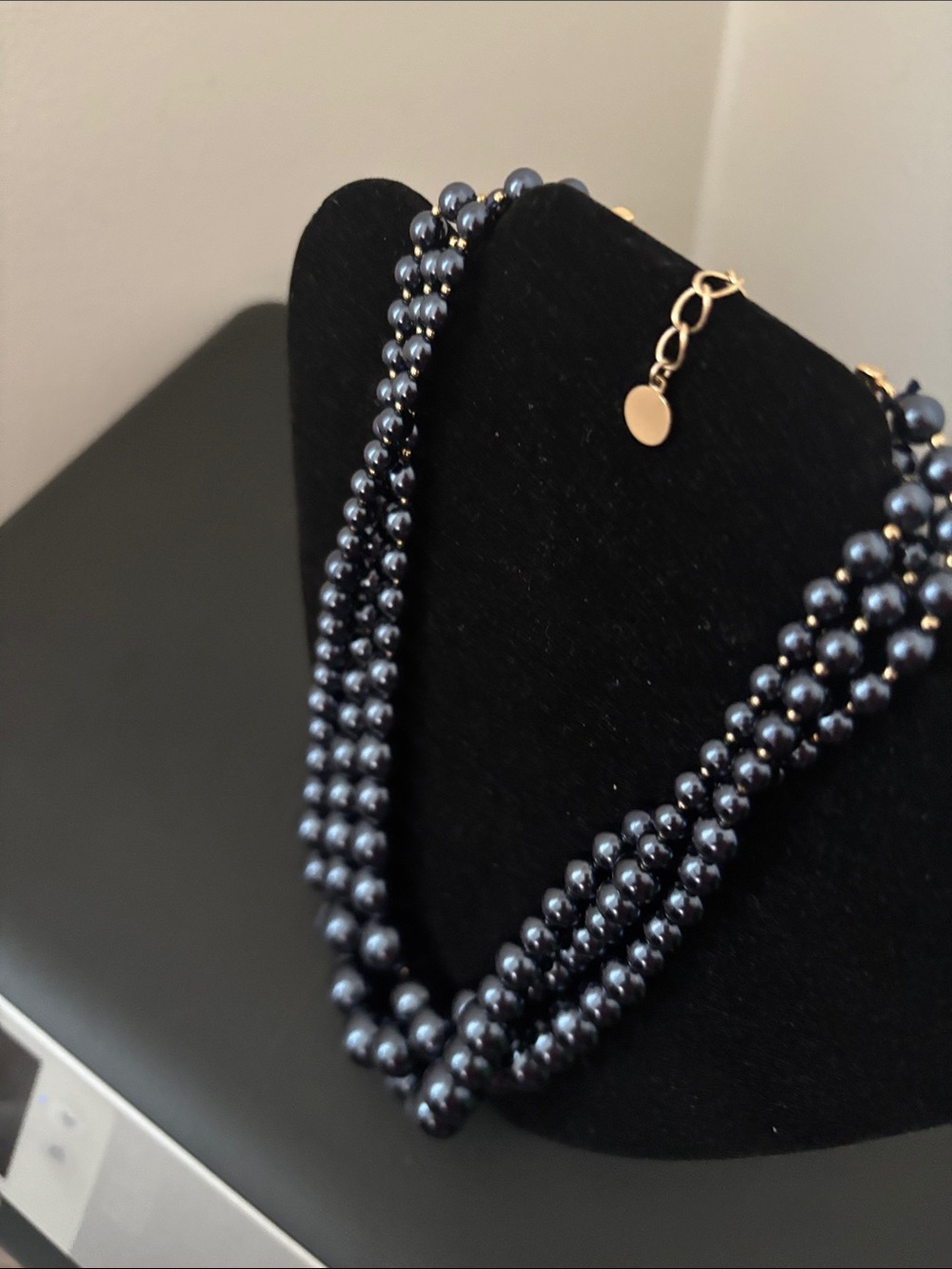 Multi-Strand Navy Pearl Necklace - Unbranded